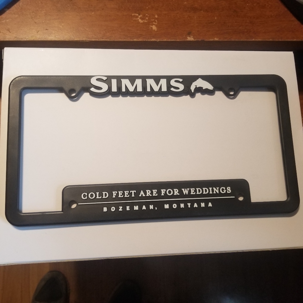 Simms Fishing License Plate Frame Car  NEW